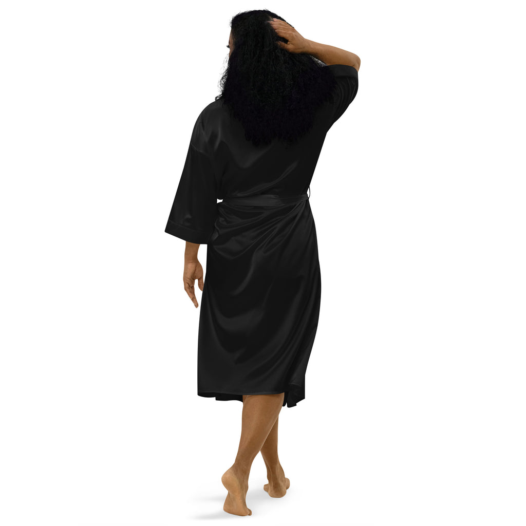 Black Embroidered Satin robe - Rele m 'bèl